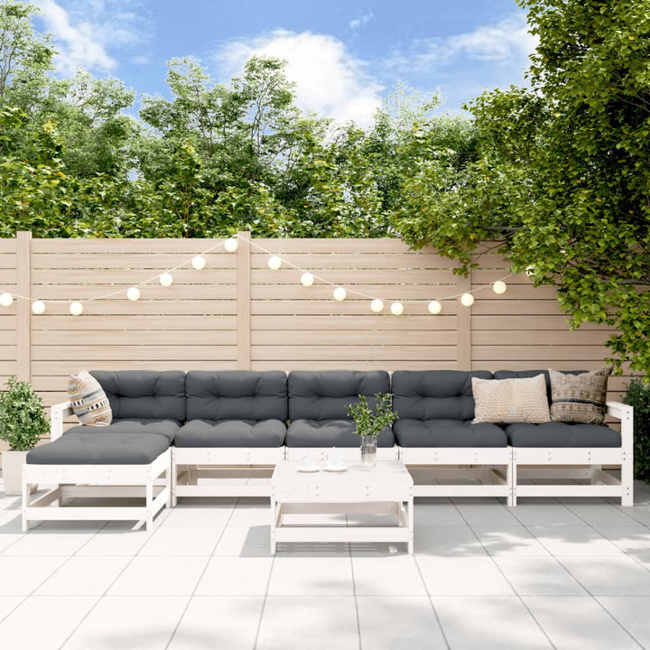 Set Mobilier De Grădină, 7 Piese, Gri, Lemn Masiv De Pin