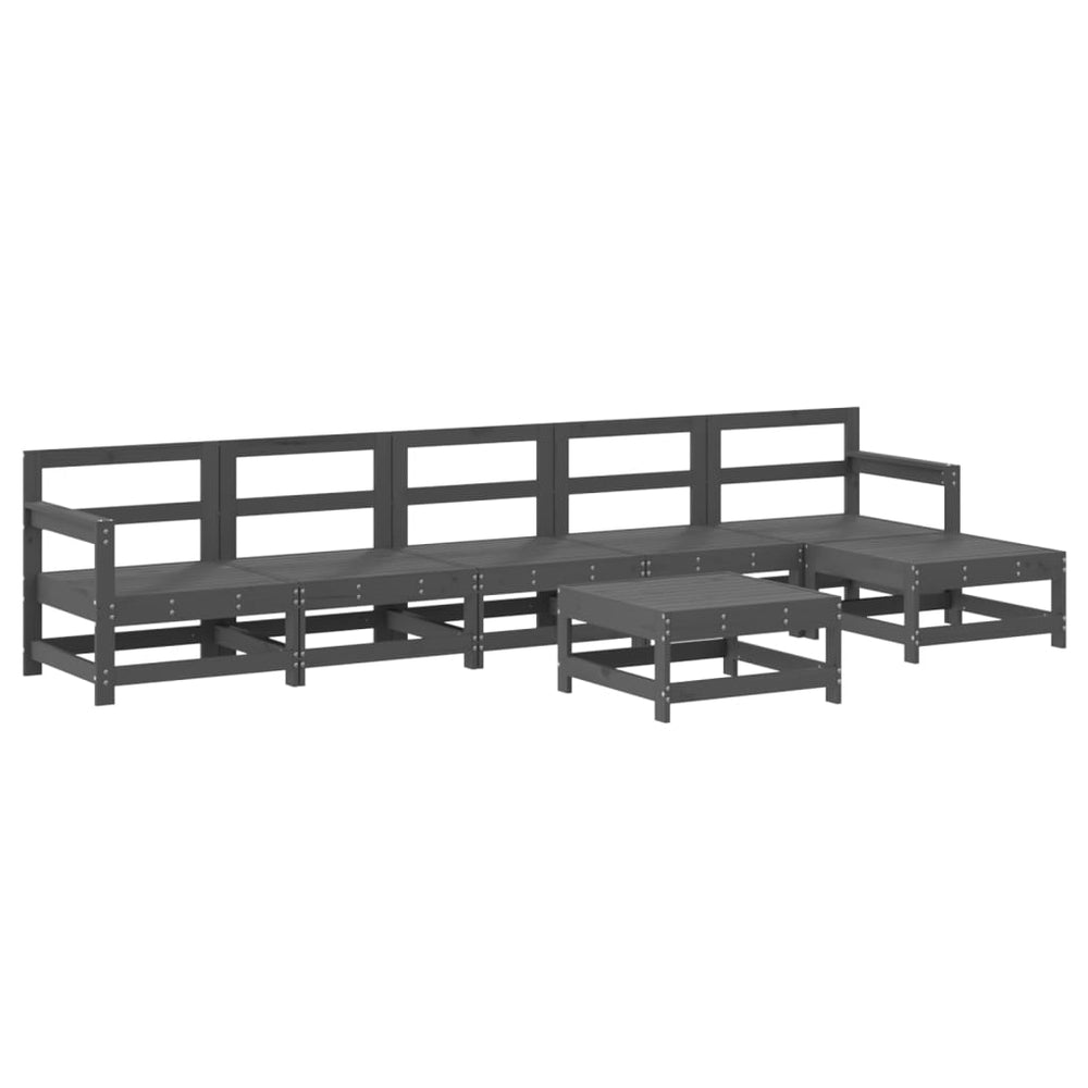 Set Mobilier De Grădină, 7 Piese, Gri, Lemn Masiv De Pin