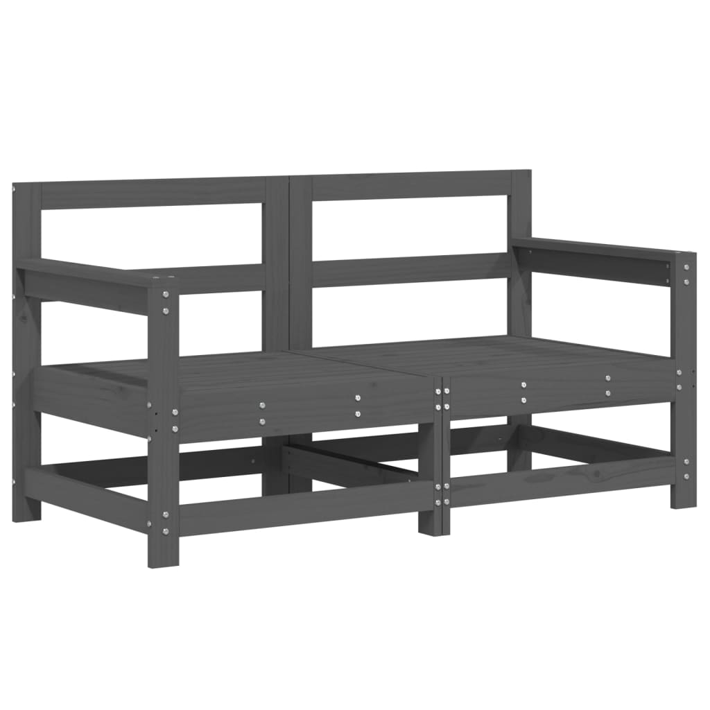Set Mobilier De Grădină, 7 Piese, Gri, Lemn Masiv De Pin