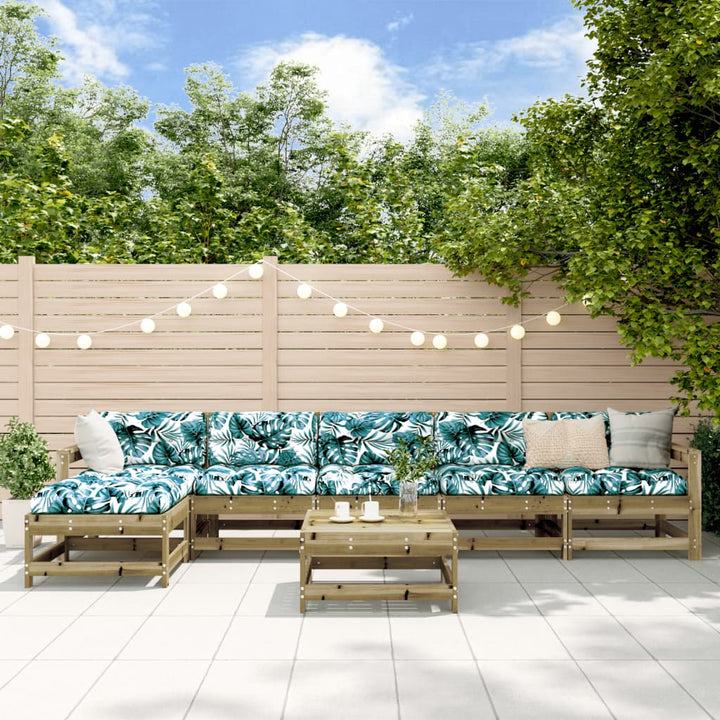 Set Mobilier De Grădină, 7 Piese, Gri, Lemn Masiv De Pin