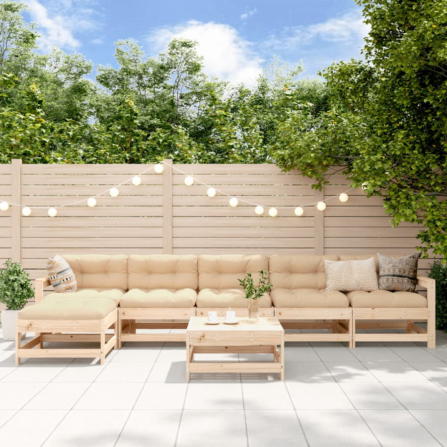 Set Mobilier De Grădină, 7 Piese, Lemn Masiv De Pin