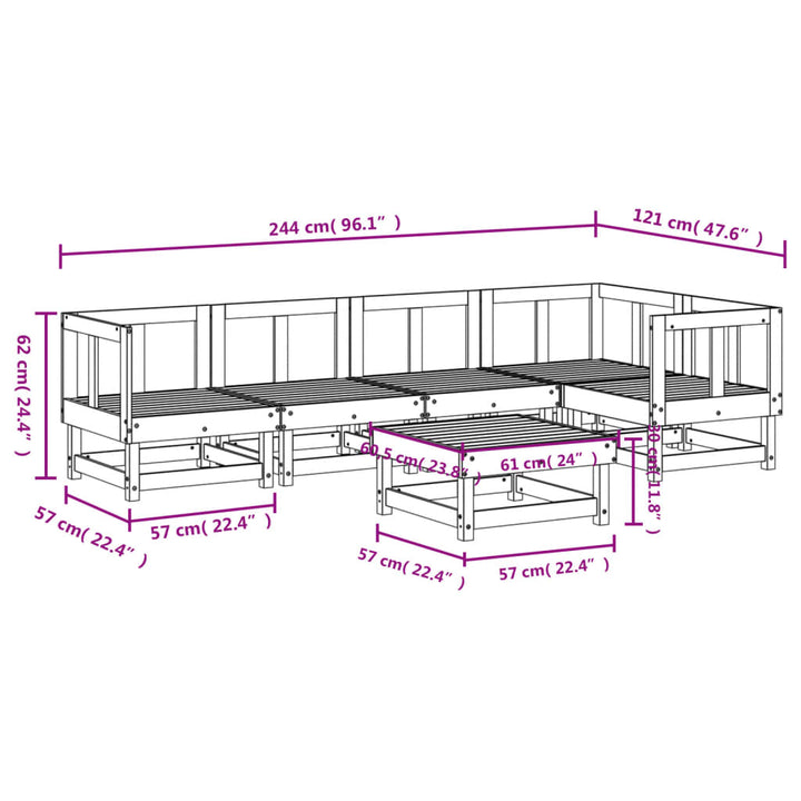 Set Mobilier Relaxare Grădină, 6 Piese, Lemn Masiv Douglas