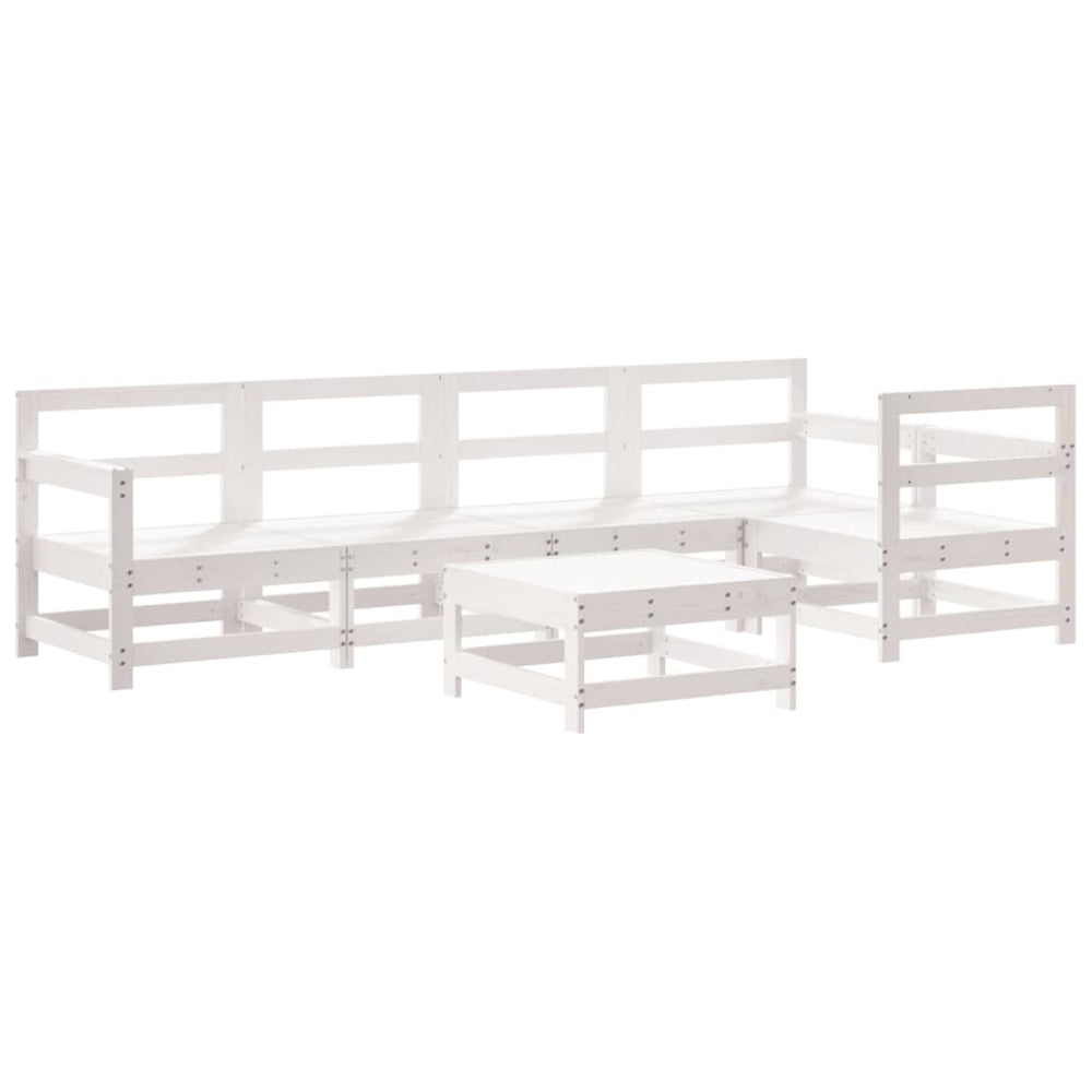 Set Mobilier De Grădină, 6 Piese, Alb, Lemn Masiv Pin