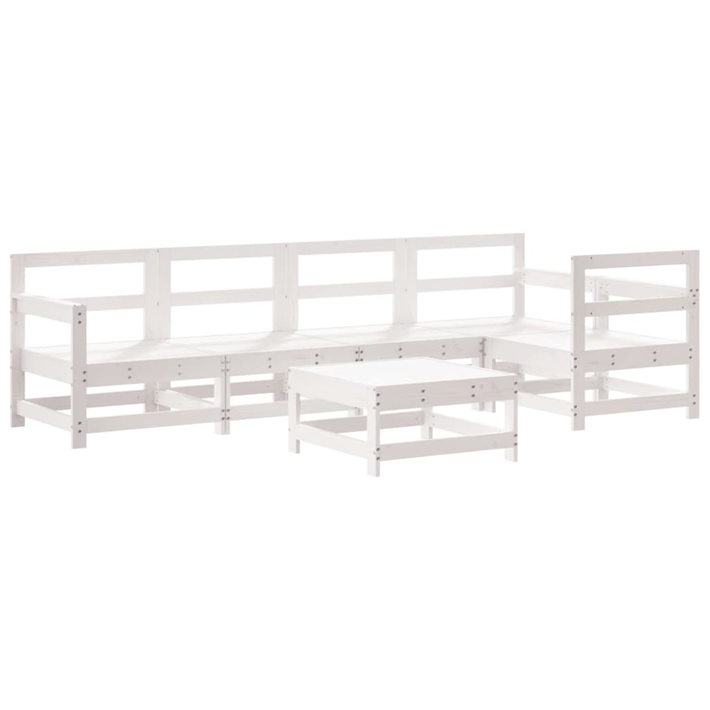 Set Mobilier De Grădină, 6 Piese, Alb, Lemn Masiv Pin