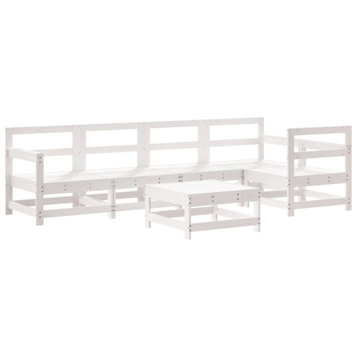 Set Mobilier De Grădină, 6 Piese, Alb, Lemn Masiv Pin