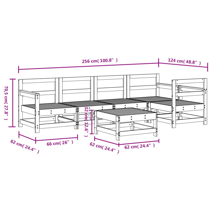 Set Mobilier De Grădină, 6 Piese, Alb, Lemn Masiv Pin