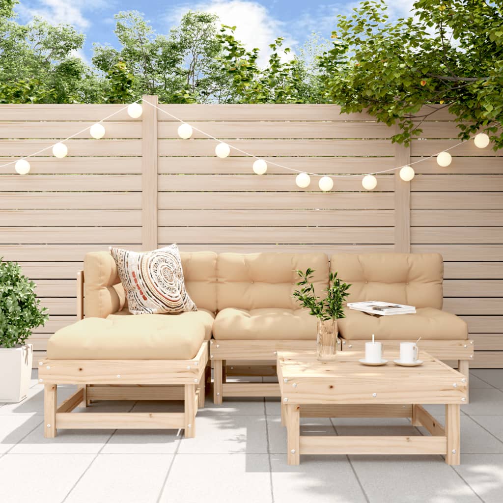 Set Mobilier Relaxare De Grădină 5 Piese Lemn Masiv De Pin