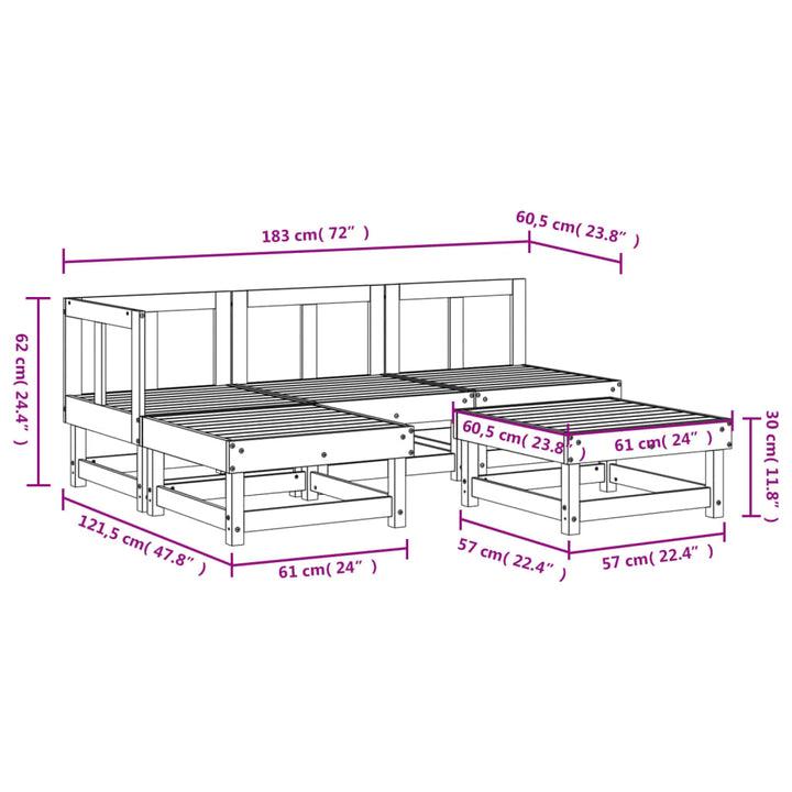 Set Mobilier Relaxare De Grădină 5 Piese Lemn Masiv De Pin