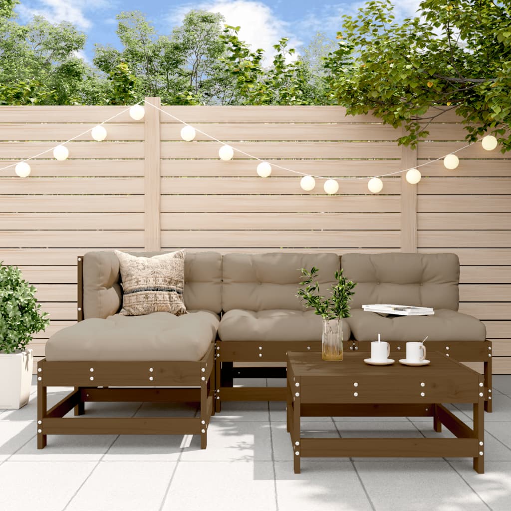 Set Mobilier Relaxare Pentru Grădină 5 Piese Lemn De Pin Tratat