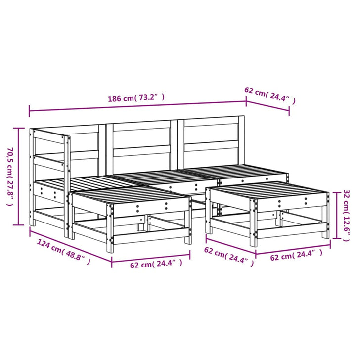 Set Mobilier Relaxare Pentru Grădină 5 Piese Lemn De Pin Tratat