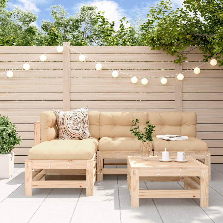 Set Mobilier Relaxare De Grădină 5 Piese Lemn Masiv De Pin