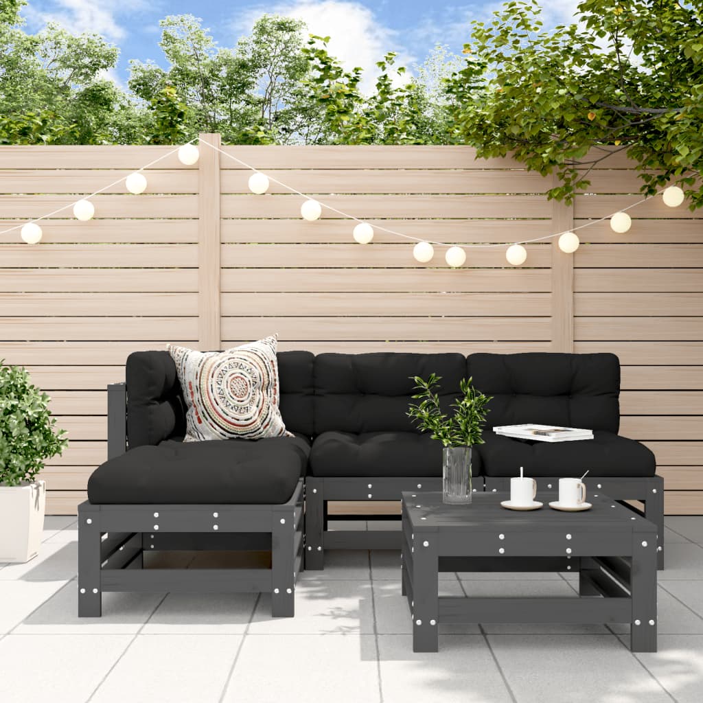 Set Mobilier Relaxare De Grădină 5 Piese Lemn Masiv De Pin