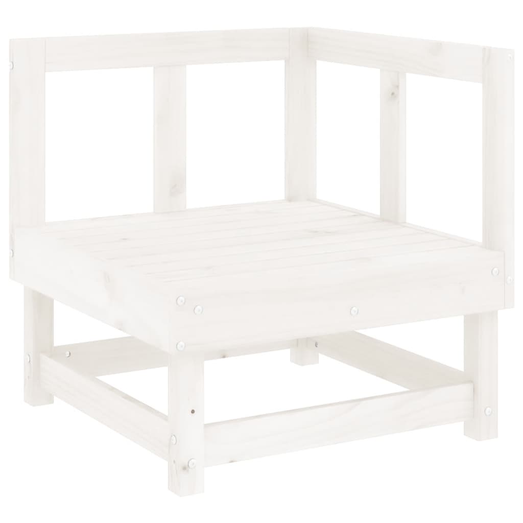 Set Mobilier Relexare Grădină, 10 Piese, Alb, Lemn Masiv De Pin