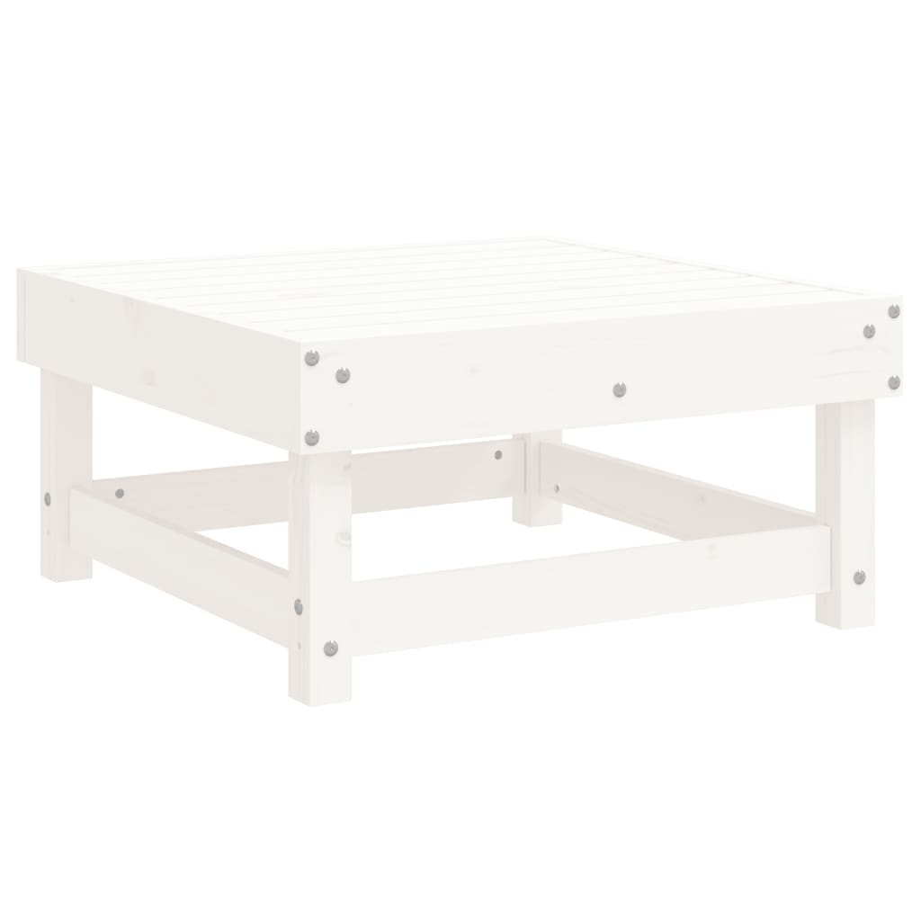 Set Mobilier Relexare Grădină, 10 Piese, Alb, Lemn Masiv De Pin