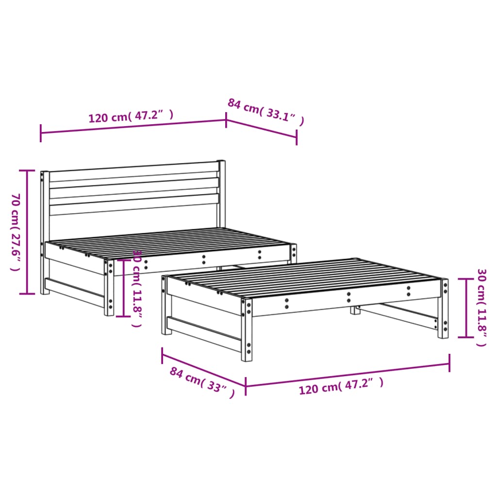 Set Mobilier Grădină, 2 Piese, Maro Miere, Lemn Masiv De Pin