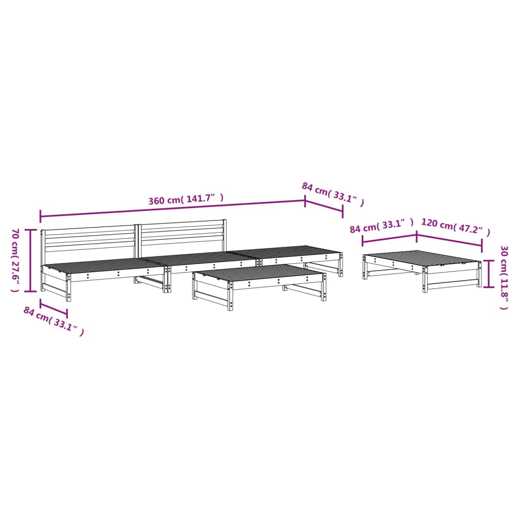 Set Mobilier Relaxare De Grădină, 5 Piese, Lemn Masiv Douglas