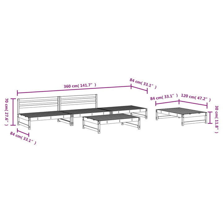 Set Mobilier Relaxare De Grădină, 5 Piese, Lemn Masiv Douglas