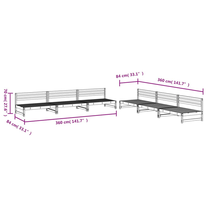 Set Mobilier Relexare Grădină, 6 Piese, , Lemn Masiv Pin