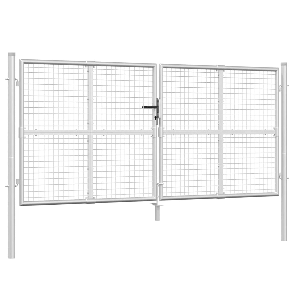 Poartă De Grădină Din Plasă Argintie 300X175 Cm Oțel Galvanizat