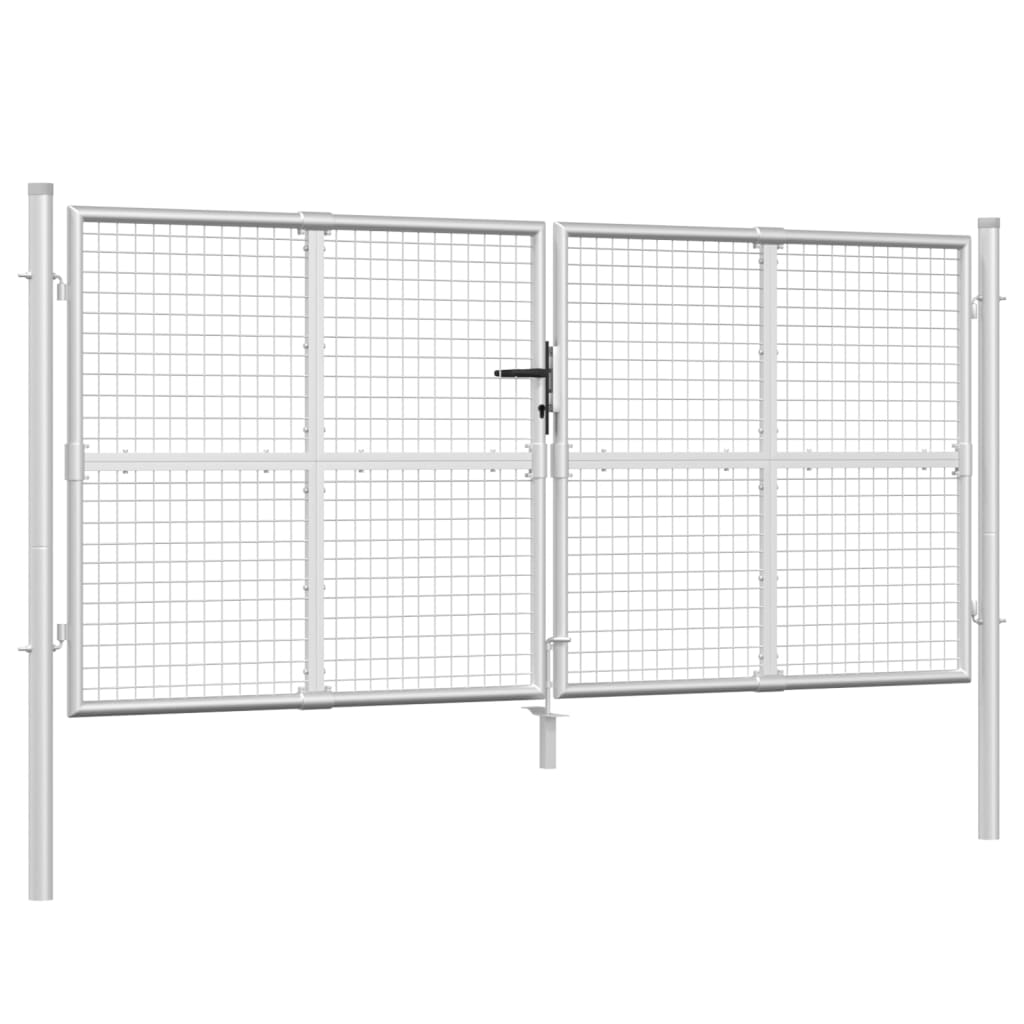 Poartă De Grădină Din Plasă Argintie 300X175 Cm Oțel Galvanizat