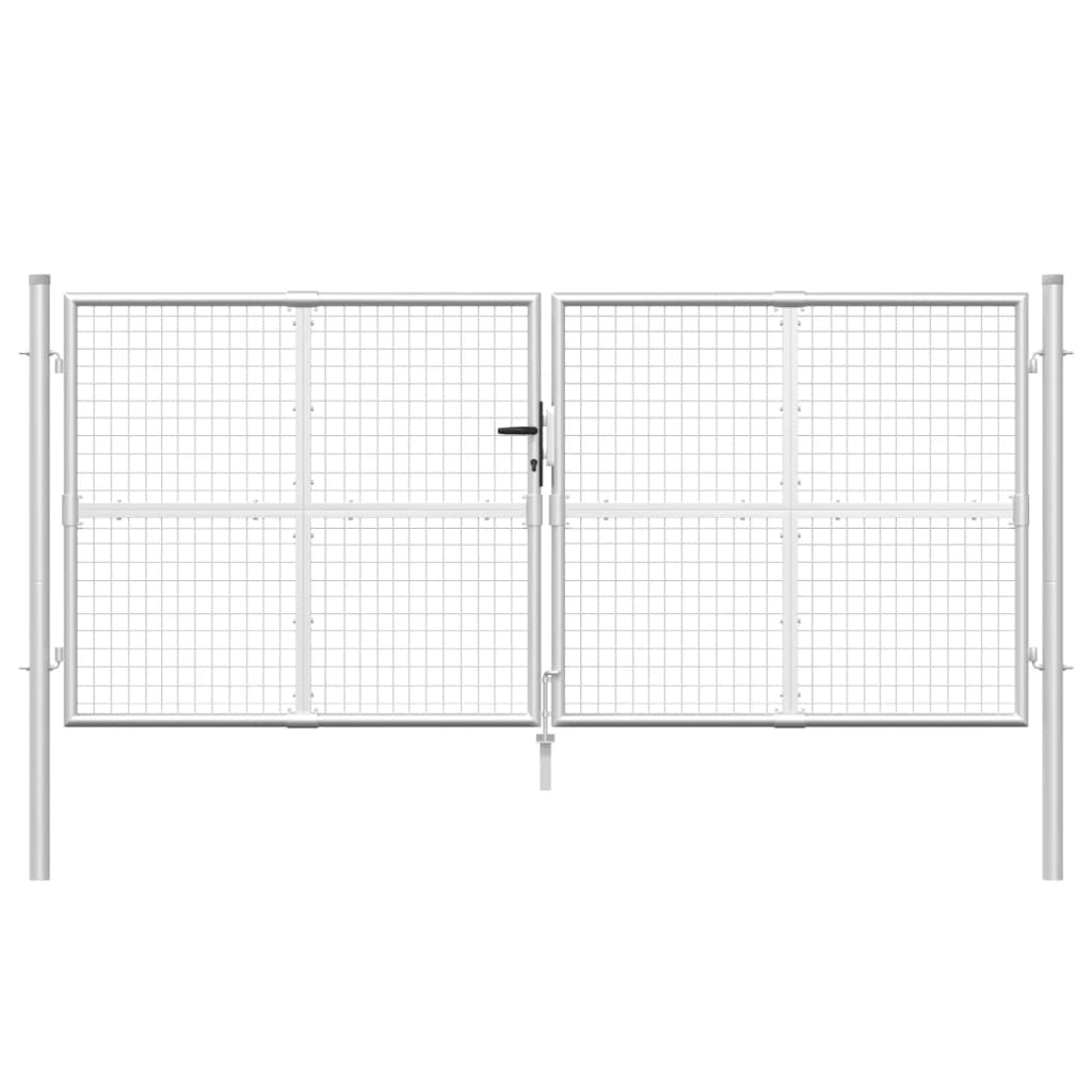 Poartă De Grădină Din Plasă Argintie 300X175 Cm Oțel Galvanizat