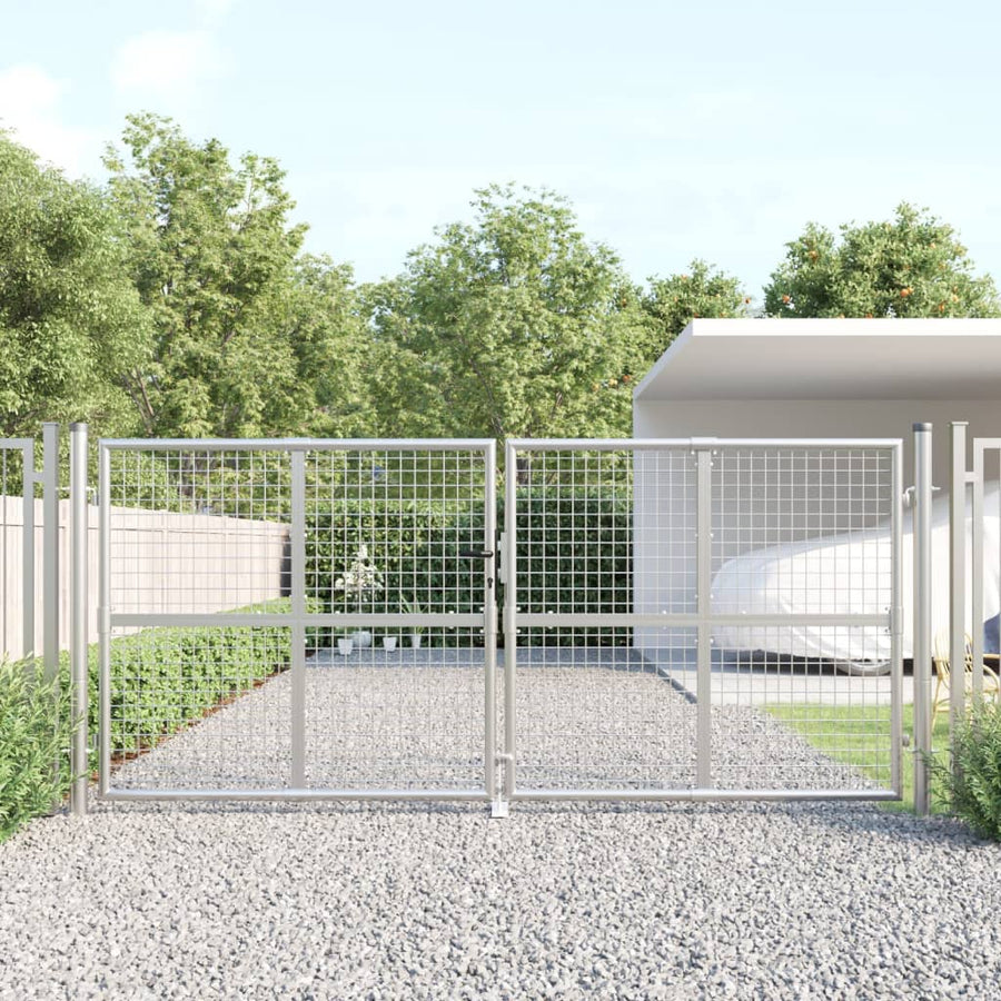 Poartă De Grădină Din Plasă Argintie 300X175 Cm Oțel Galvanizat