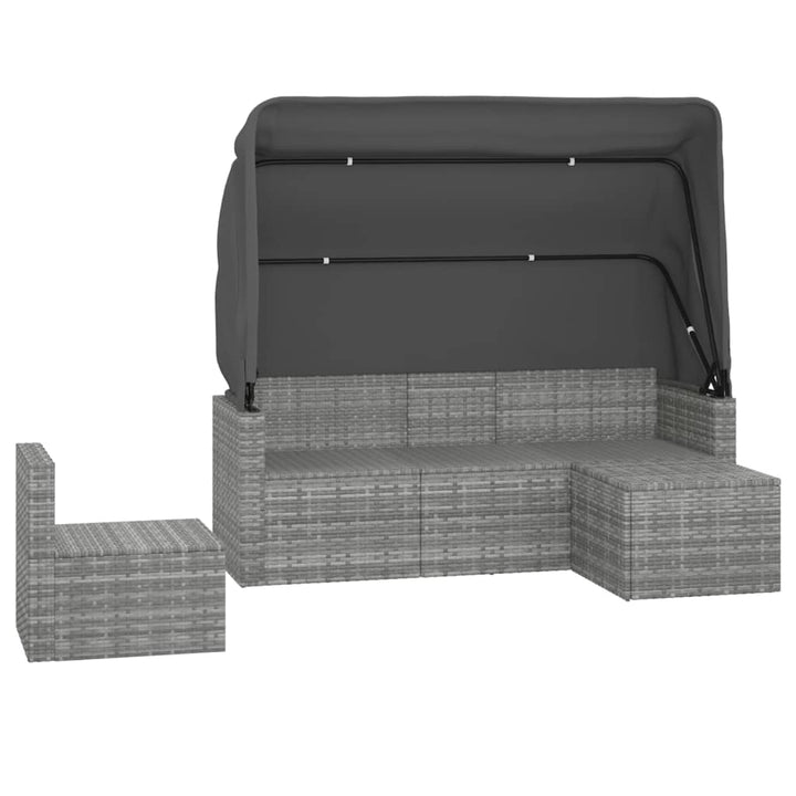 Set Canapea De Grădină Cu Perne, 4 Piese, Gri, Poliratan