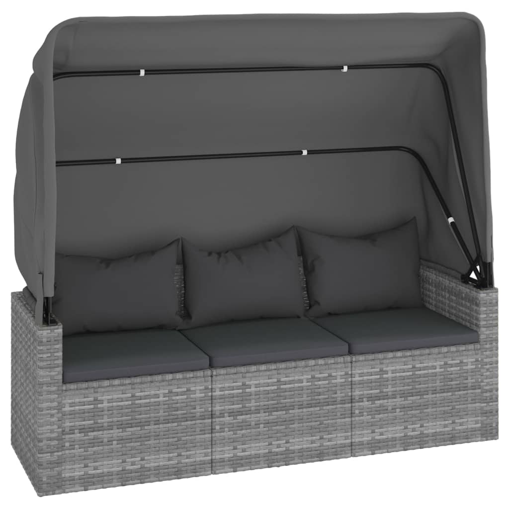 Set Canapea De Grădină Cu Perne, 4 Piese, Gri, Poliratan