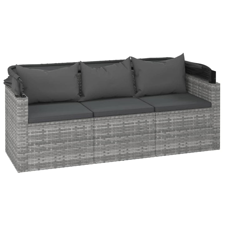 Set Canapea De Grădină Cu Perne, 4 Piese, Gri, Poliratan