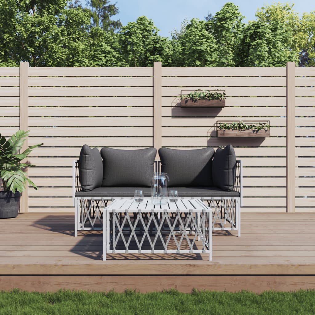 Set Mobilier De Grădină, 4 Piese, Cu Perne, , Oțel