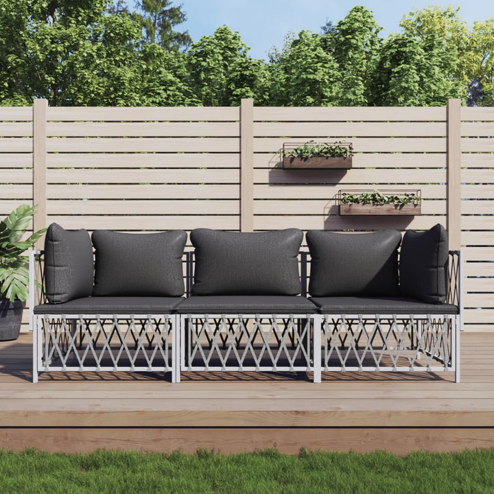 Set Mobilier De Grădină, 4 Piese, Cu Perne, , Oțel