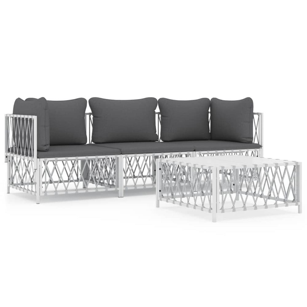 Set Mobilier De Grădină, 4 Piese, Cu Perne, , Oțel