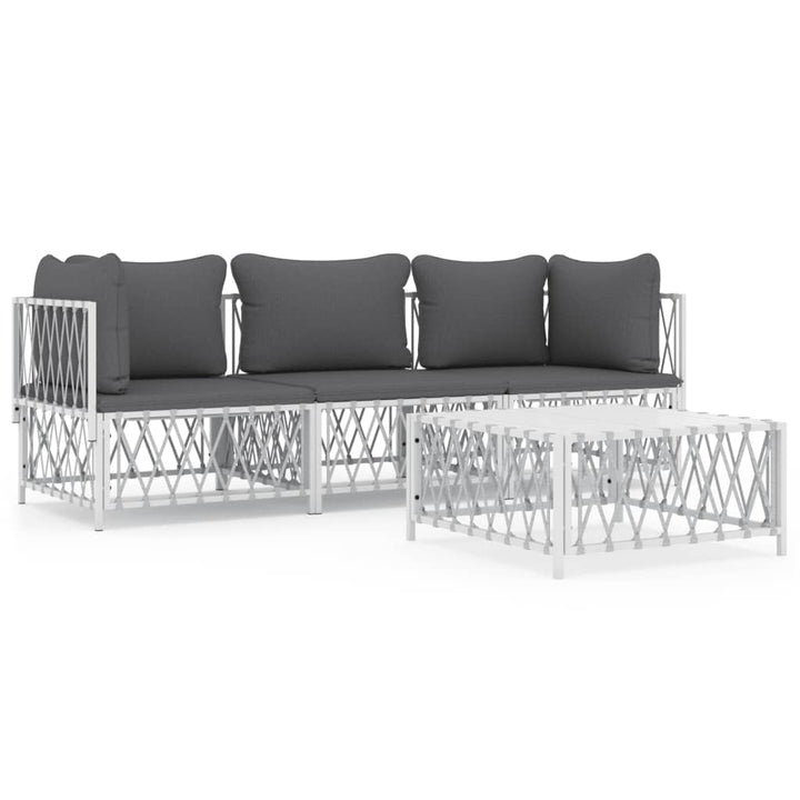 Set Mobilier De Grădină, 4 Piese, Cu Perne, , Oțel