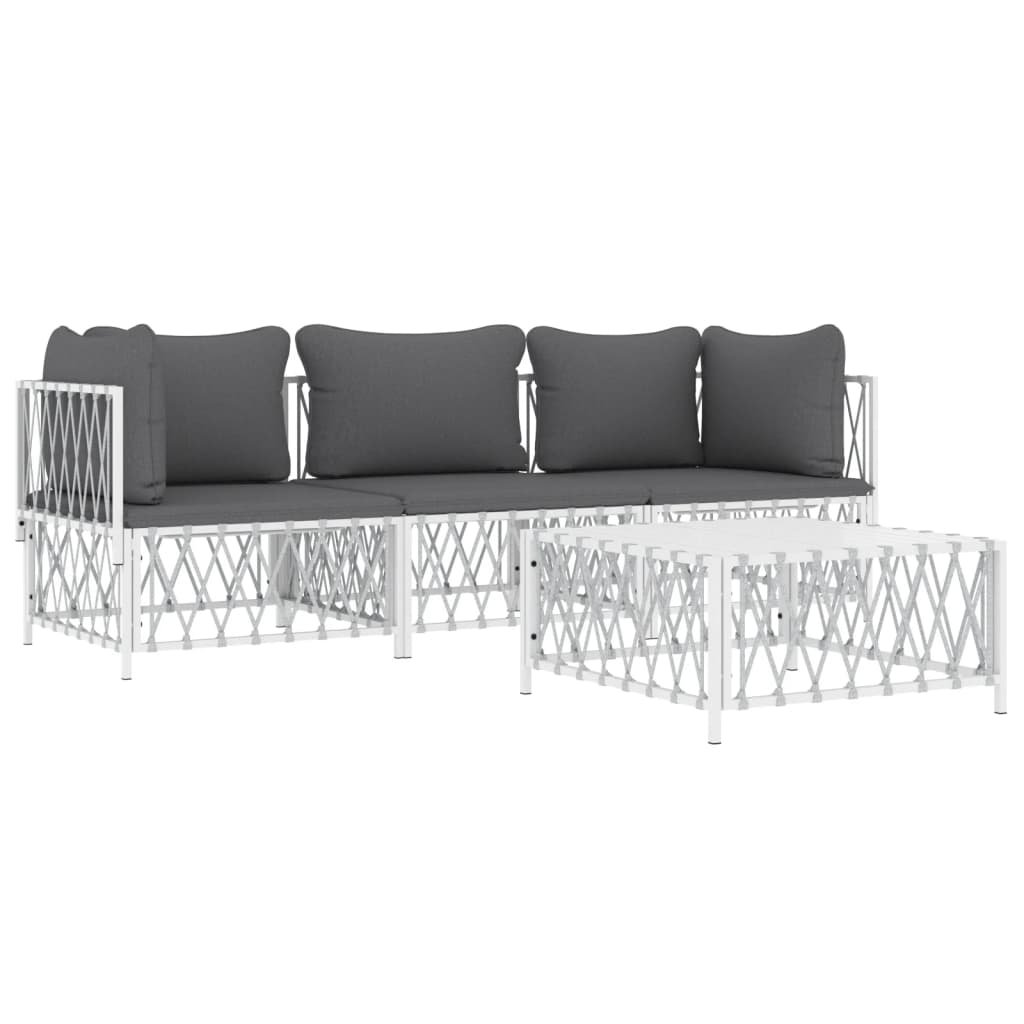 Set Mobilier De Grădină, 4 Piese, Cu Perne, , Oțel