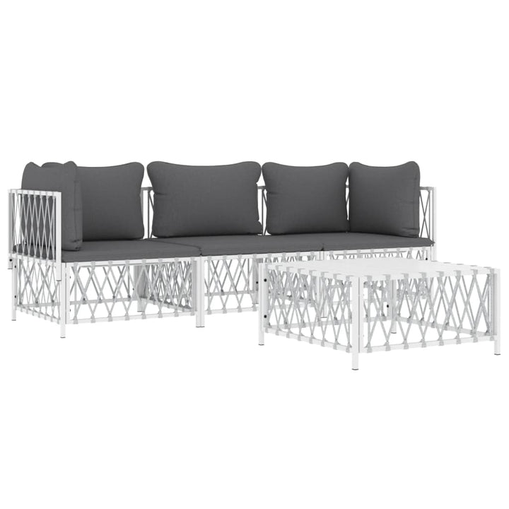 Set Mobilier De Grădină, 4 Piese, Cu Perne, , Oțel