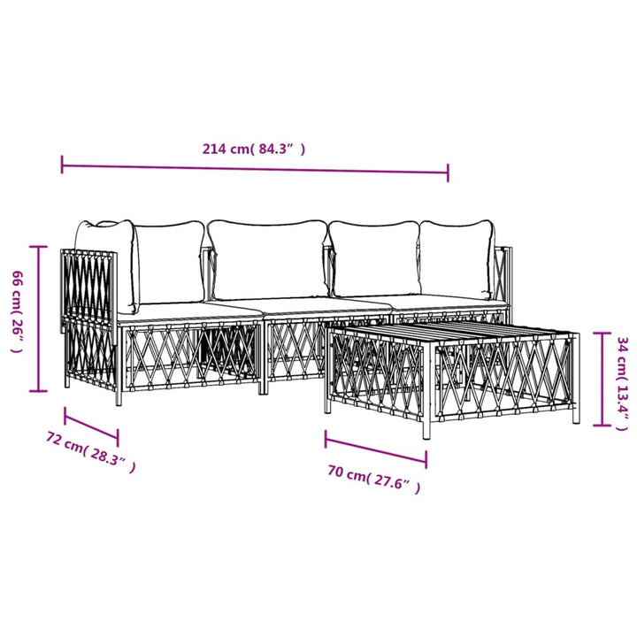 Set Mobilier De Grădină, 4 Piese, Cu Perne, , Oțel