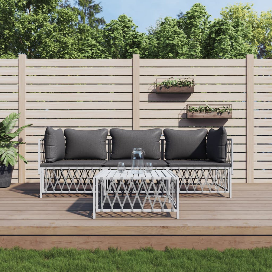 Set Mobilier De Grădină, 4 Piese, Cu Perne, , Oțel