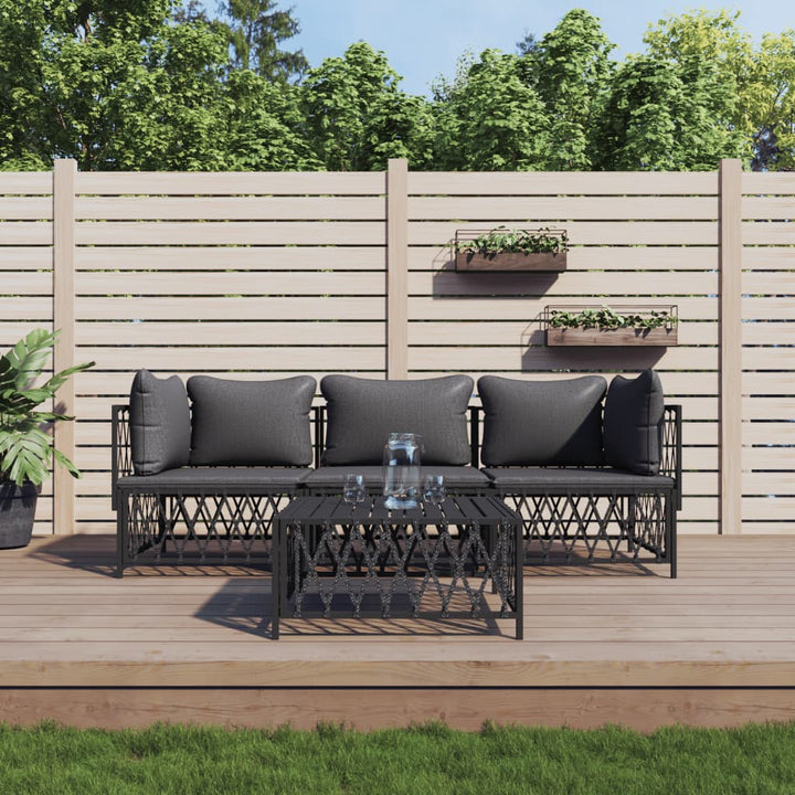 Set Mobilier De Grădină, 4 Piese, Cu Perne, , Oțel