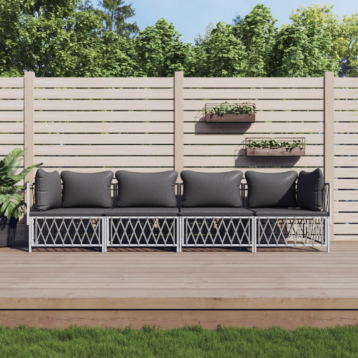 Set Mobilier De Grădină, 4 Piese, Cu Perne, , Oțel