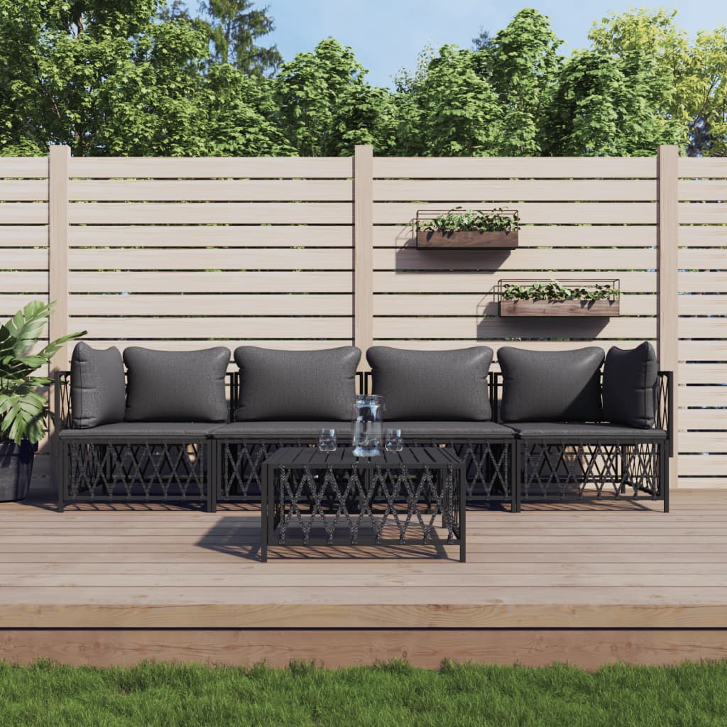 Set Mobilier De Grădină, 4 Piese, Cu Perne, , Oțel