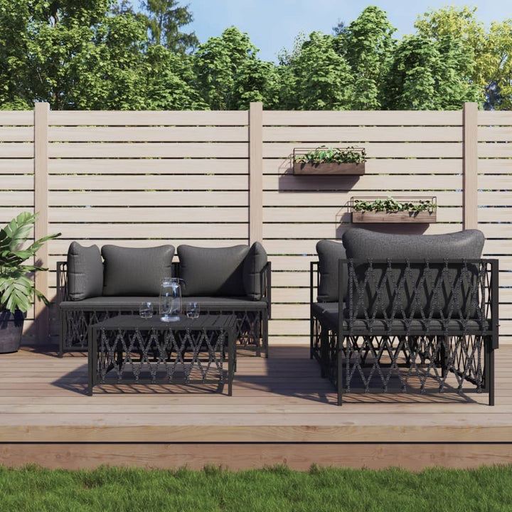 Set Mobilier De Grădină Cu Perne, 9 Piese, , Oțel