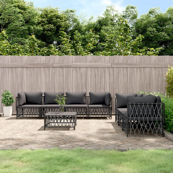 Set Mobilier De Grădină Cu Perne, 9 Piese, , Oțel