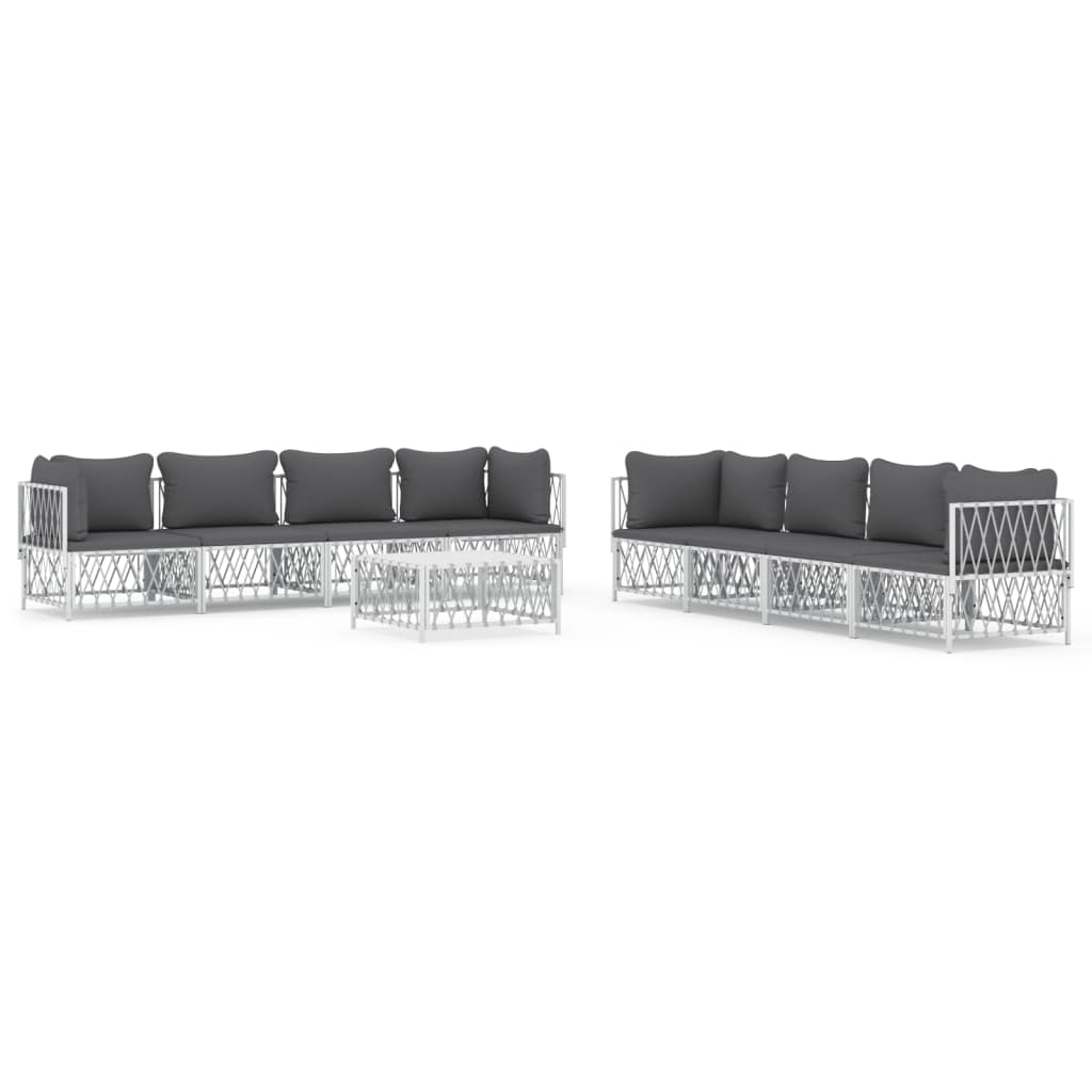 Set Mobilier De Grădină Cu Perne, 9 Piese, , Oțel