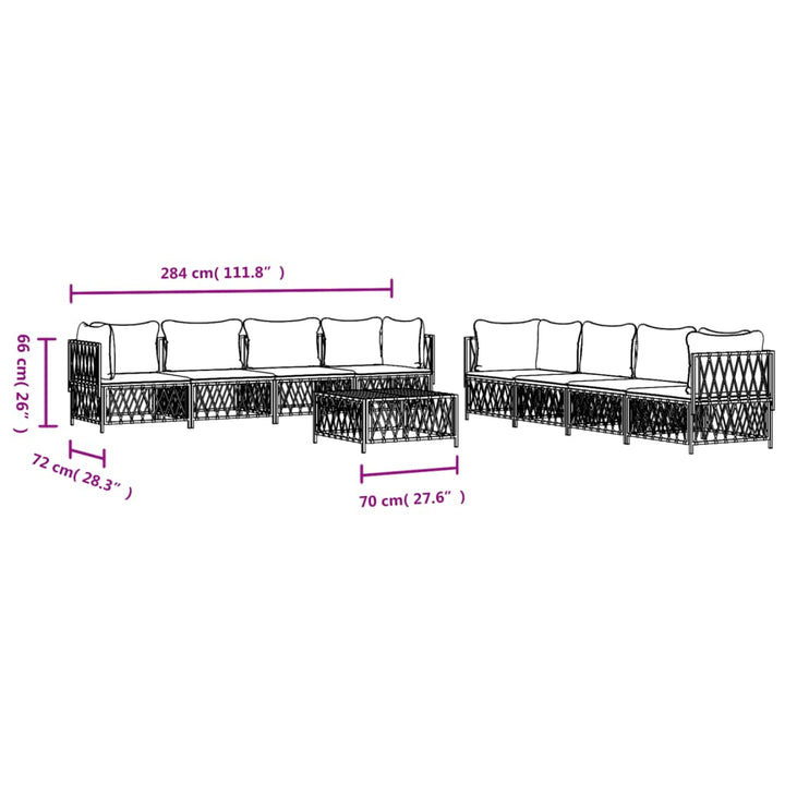 Set Mobilier De Grădină Cu Perne, 9 Piese, , Oțel