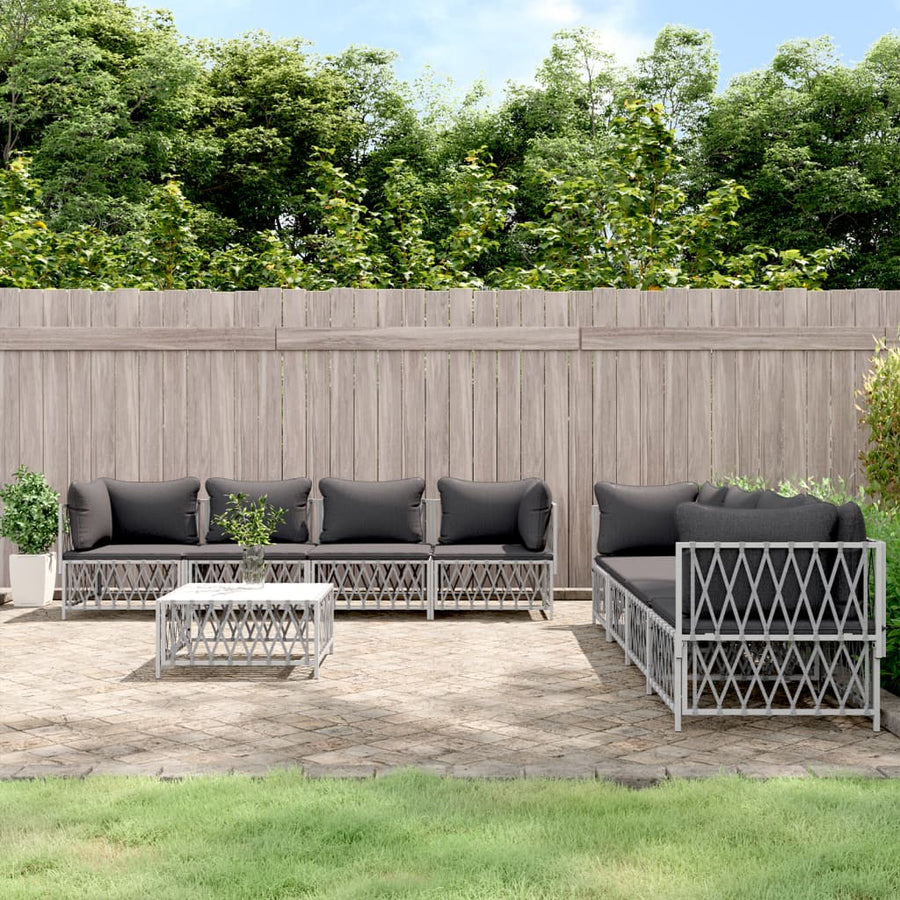 Set Mobilier De Grădină Cu Perne, 9 Piese, , Oțel