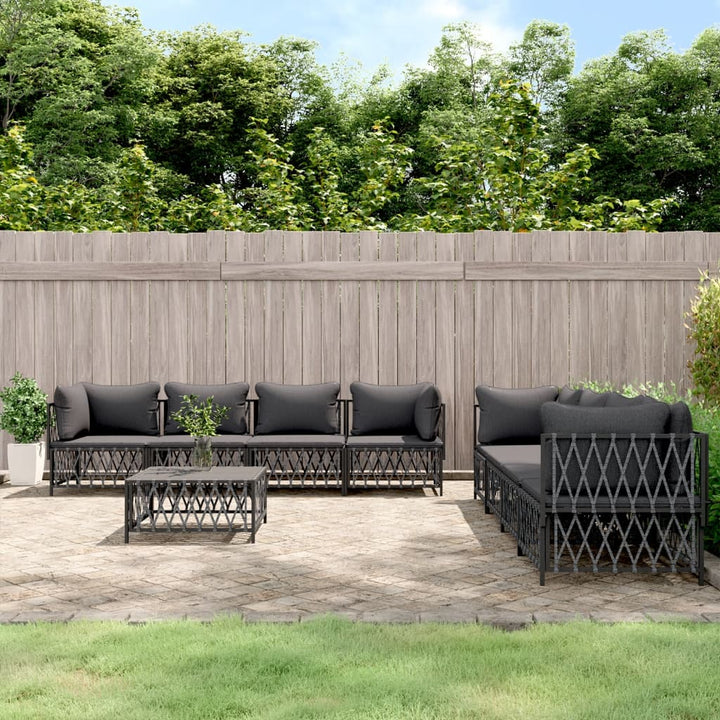 Set Mobilier De Grădină Cu Perne, 9 Piese, , Oțel