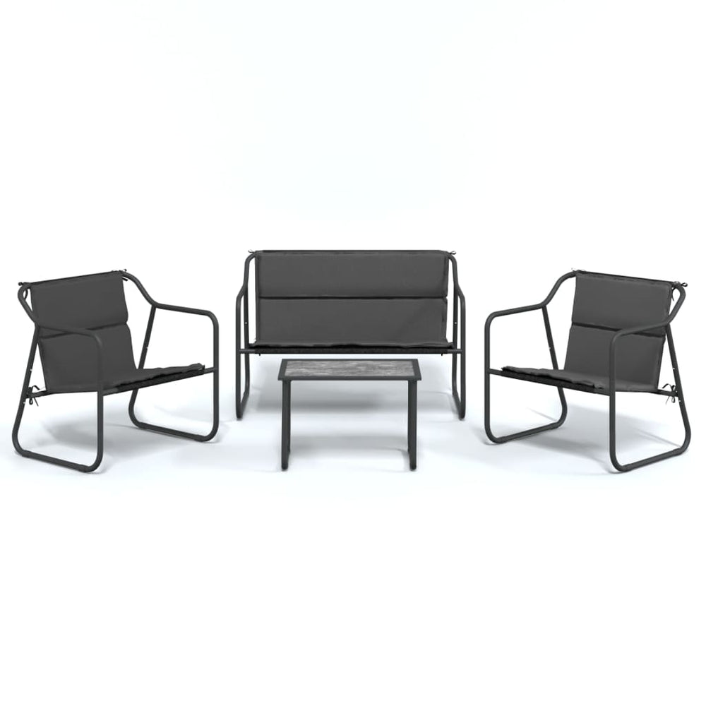 Set Mobilier De Grădină, Cu Perne, Antracit, 4 Piese, Oțel