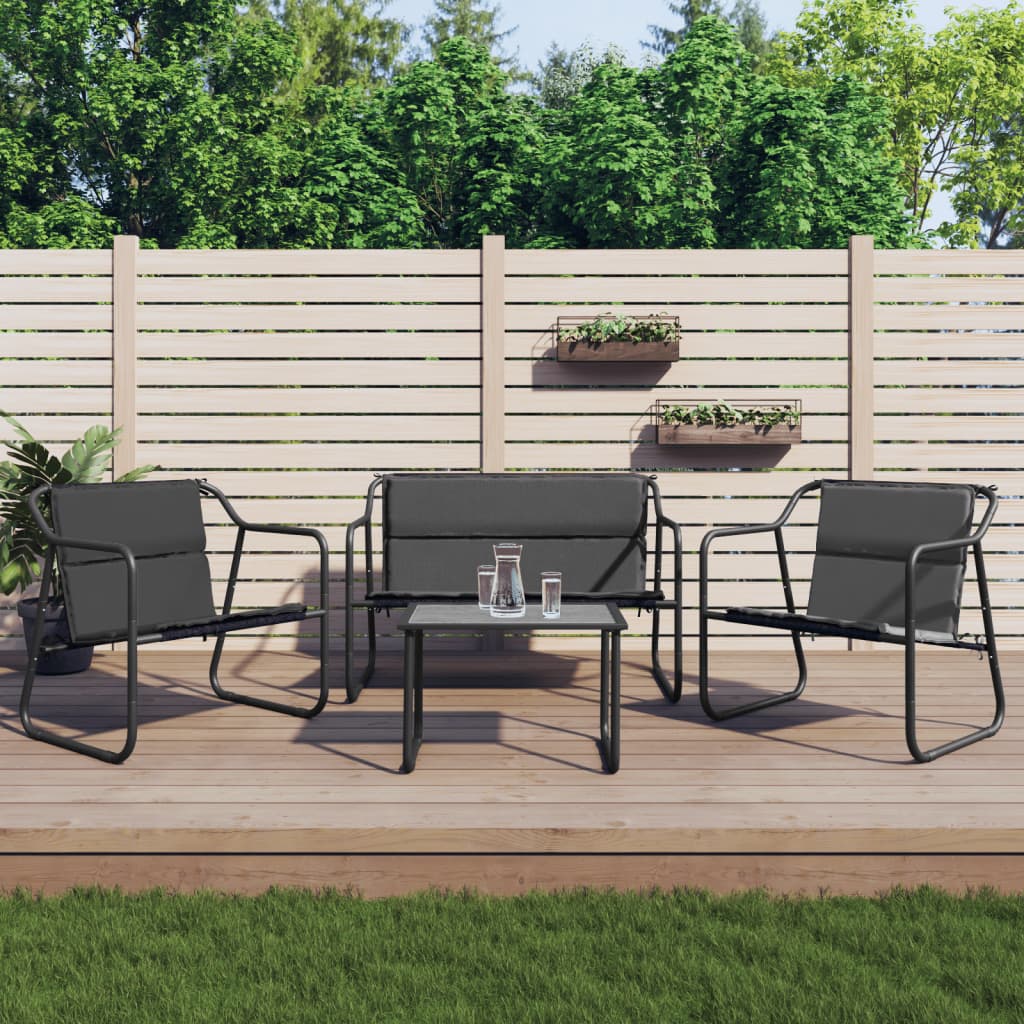 Set Mobilier De Grădină, Cu Perne, Antracit, 4 Piese, Oțel
