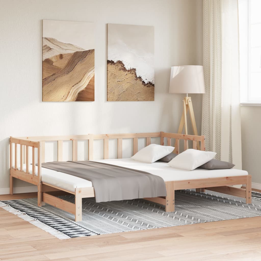 Pat De Zi Extensibil, 2X(90X200) Cm, Lemn Masiv De Pin