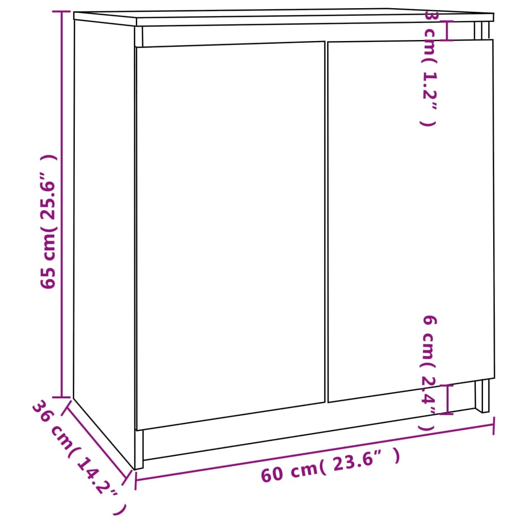 Dulap Lateral, 60X36X65 Cm, Lemn Masiv De Pin